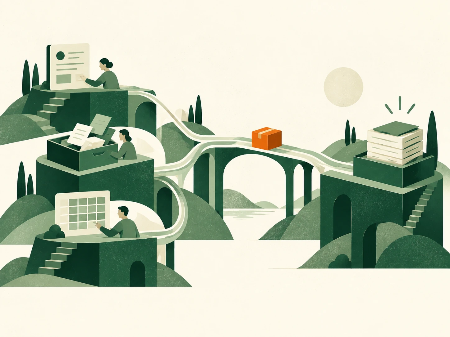 Bridges connecting separate tools into one path.