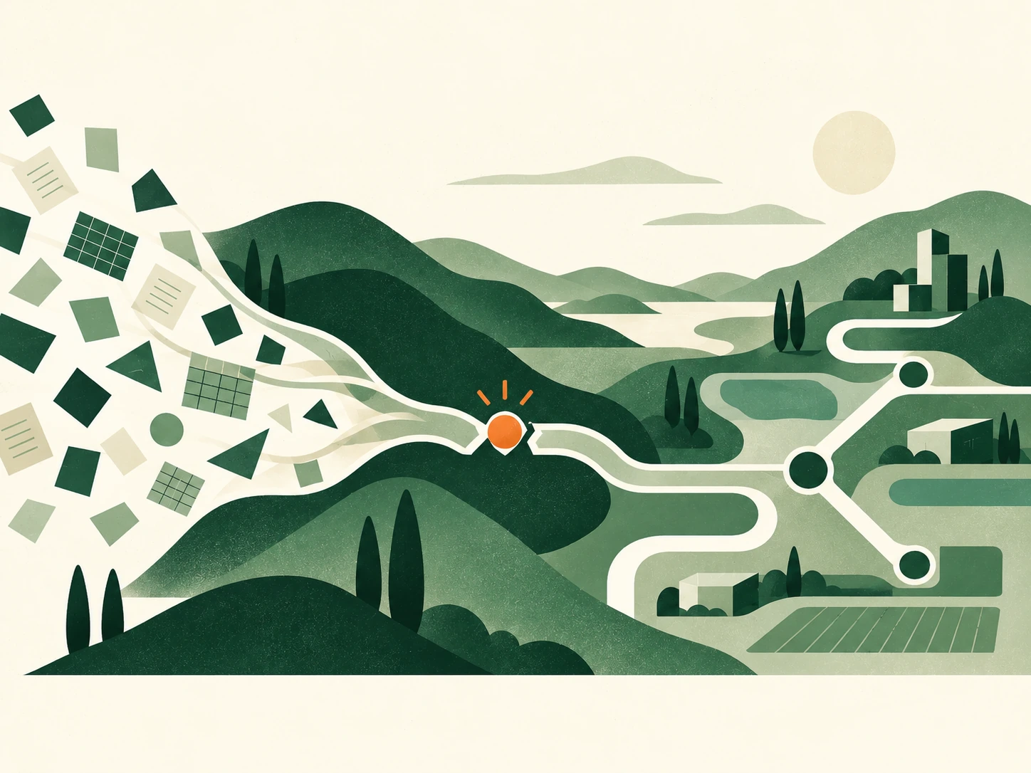 A system map turning scattered information into clear paths.